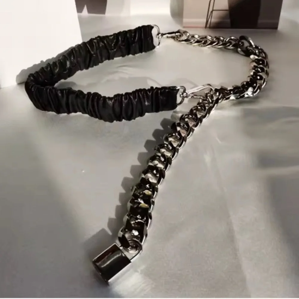 Anthropologie Silver Chain Belt with Padlock adjustable